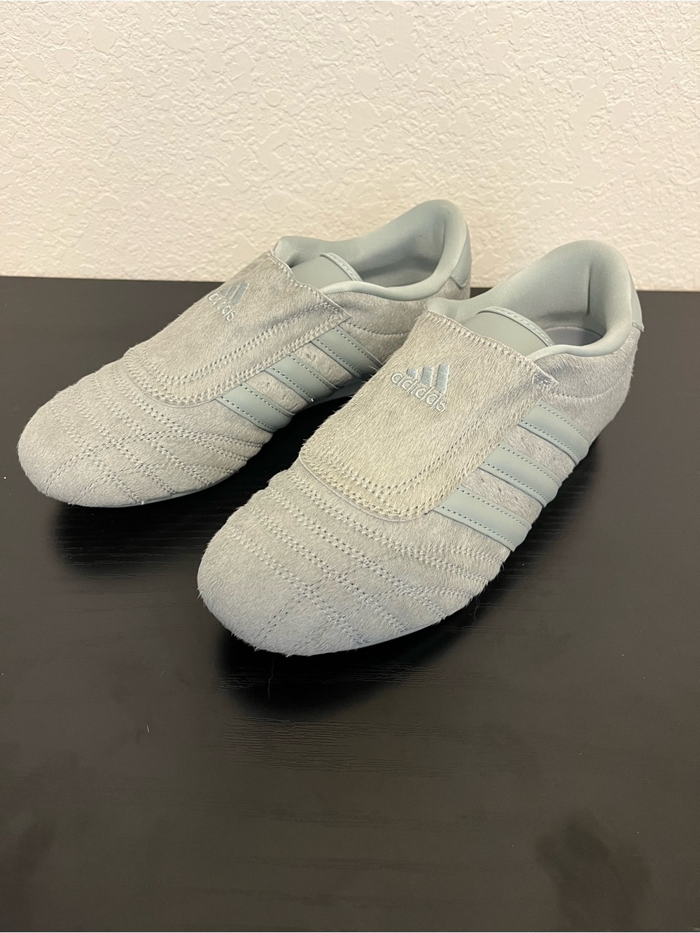 Adidas women’s grey calf hair/pony hair taekwondo sneakers. Size 7.5, brand new